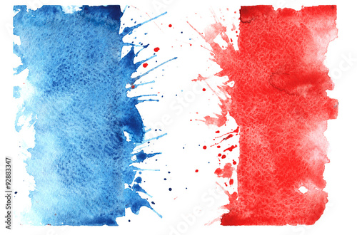 Foto hand-drawn sketch - French flag , with the characteristic waterc