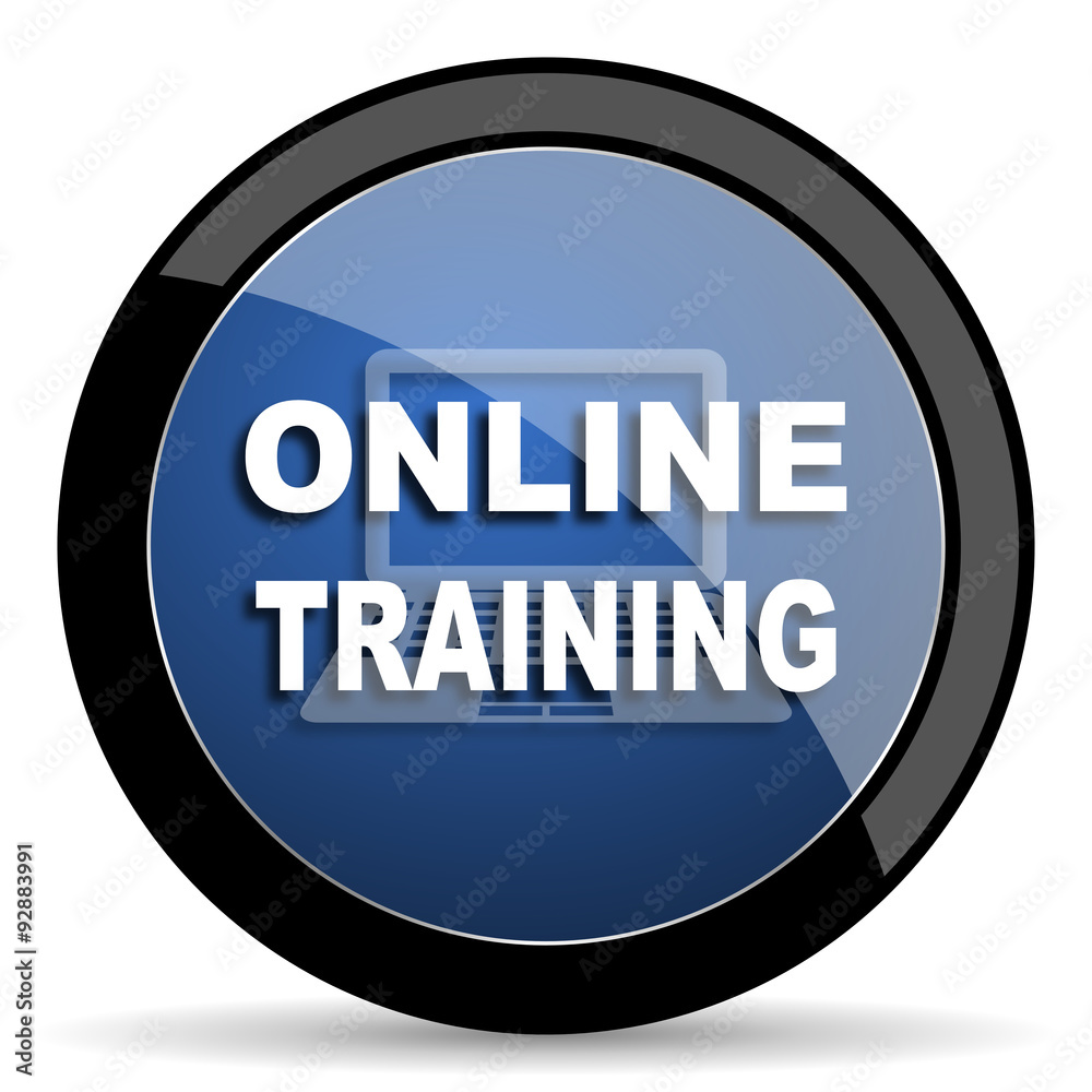 online training blue circle glossy web icon on white background, round button for internet and mobile app online training blue circle glossy web icon on white background, round button for internet and mobile app