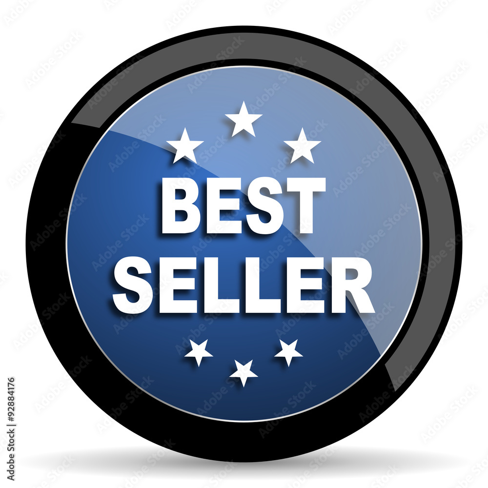 best seller blue circle glossy web icon on white background, round button for internet and mobile app best seller blue circle glossy web icon on white background, round button for internet and mobile app