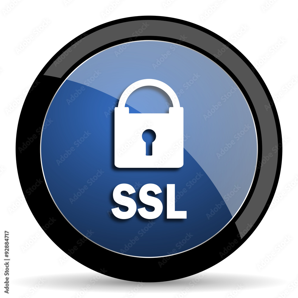 ssl blue circle glossy web icon on white background, round button for internet and mobile app ssl blue circle glossy web icon on white background, round button for internet and mobile app
