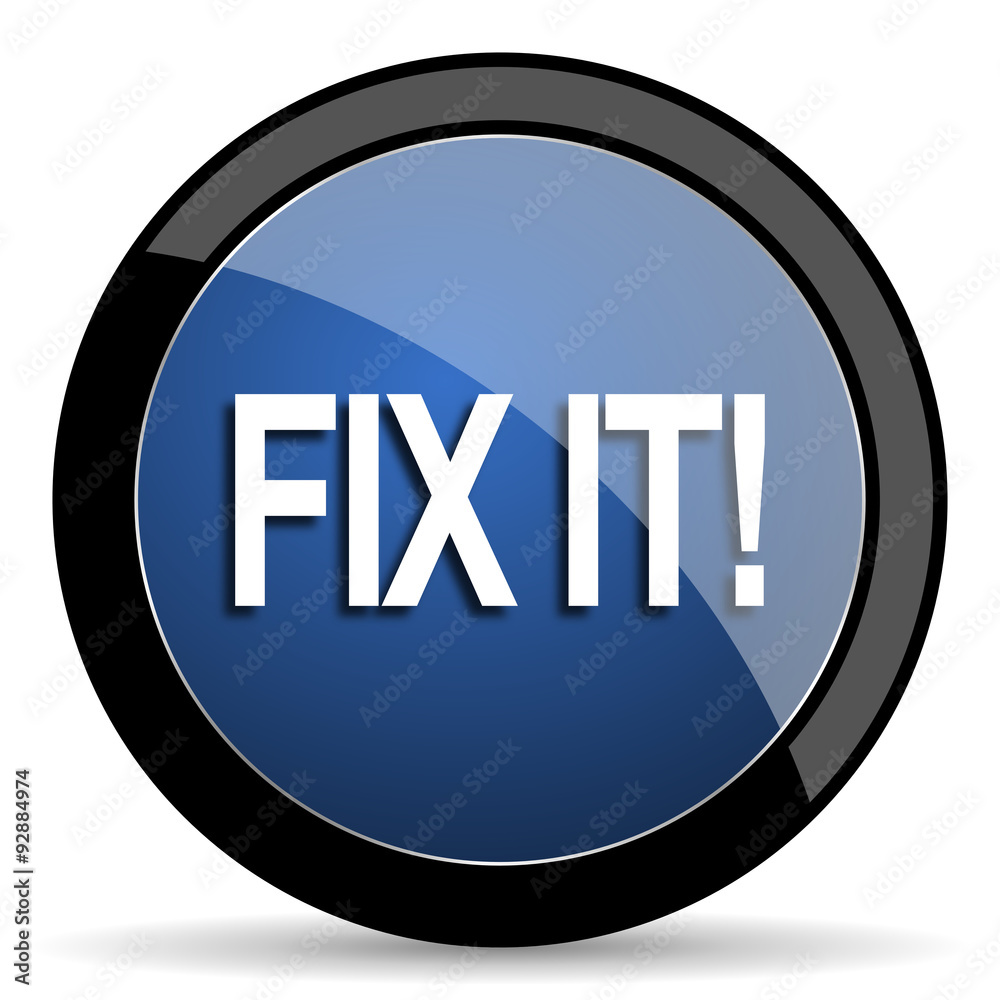 fix it blue circle glossy web icon on white background, round button for internet and mobile app fix it blue circle glossy web icon on white background, round button for internet and mobile app