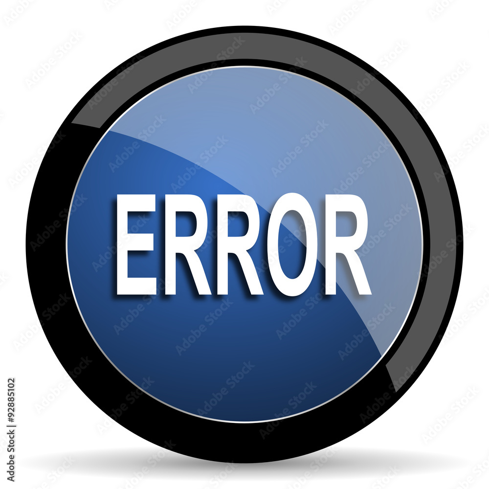 error blue circle glossy web icon on white background, round button for internet and mobile app error blue circle glossy web icon on white background, round button for internet and mobile app