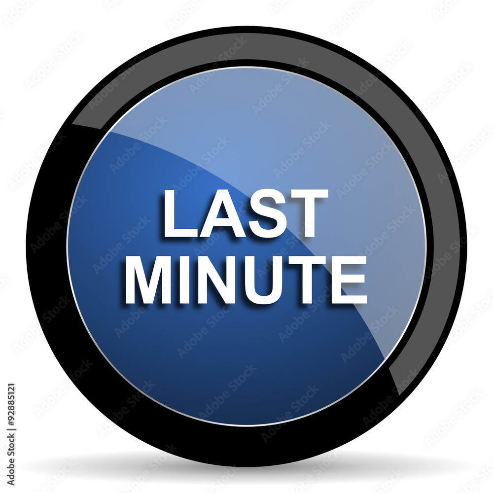 last minute blue circle glossy web icon on white background, round button for internet and mobile app last minute blue circle glossy web icon on white background, round button for internet and mobile app