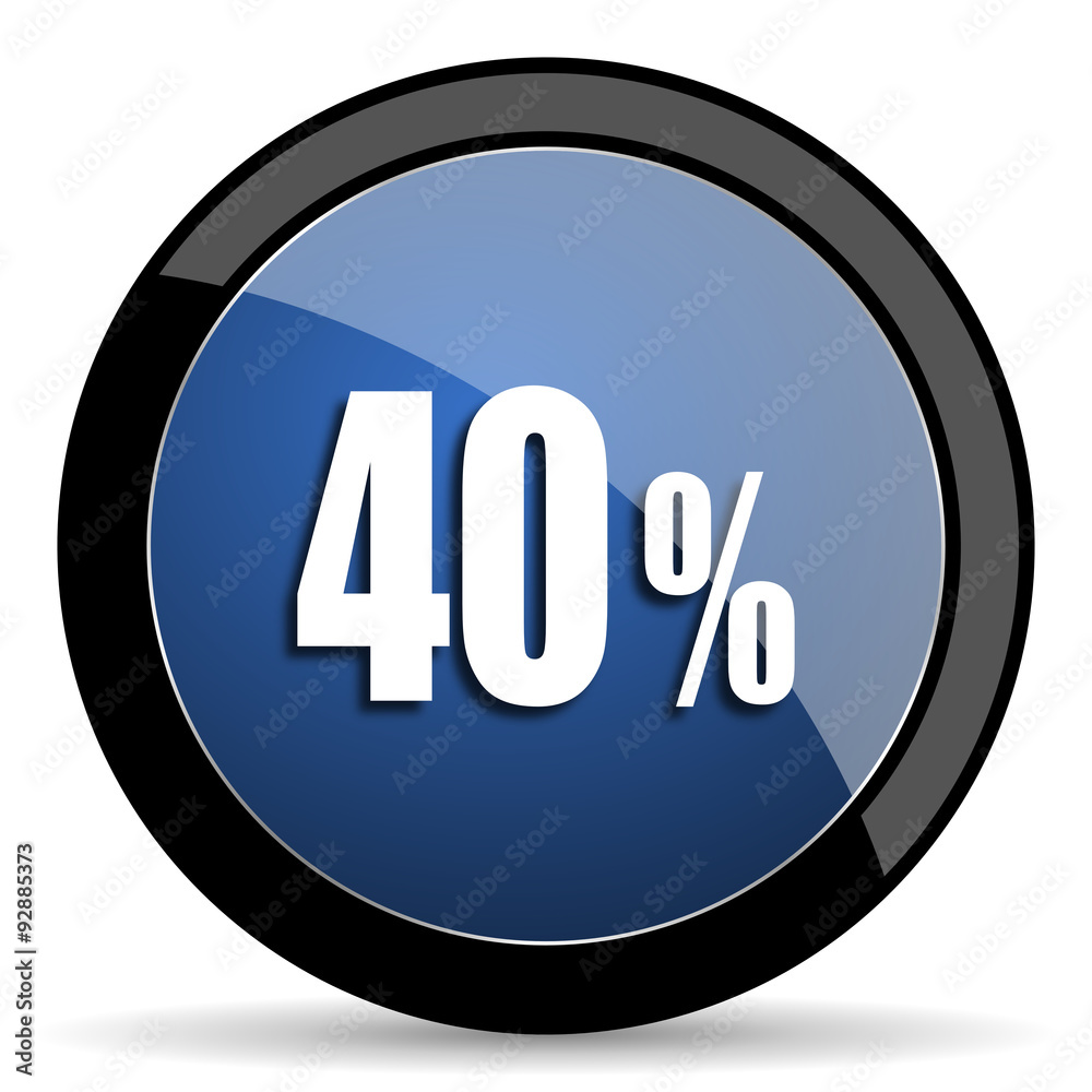 40 percent blue circle glossy web icon on white background, round button for internet and mobile app 40 percent blue circle glossy web icon on white background, round button for internet and mobile app