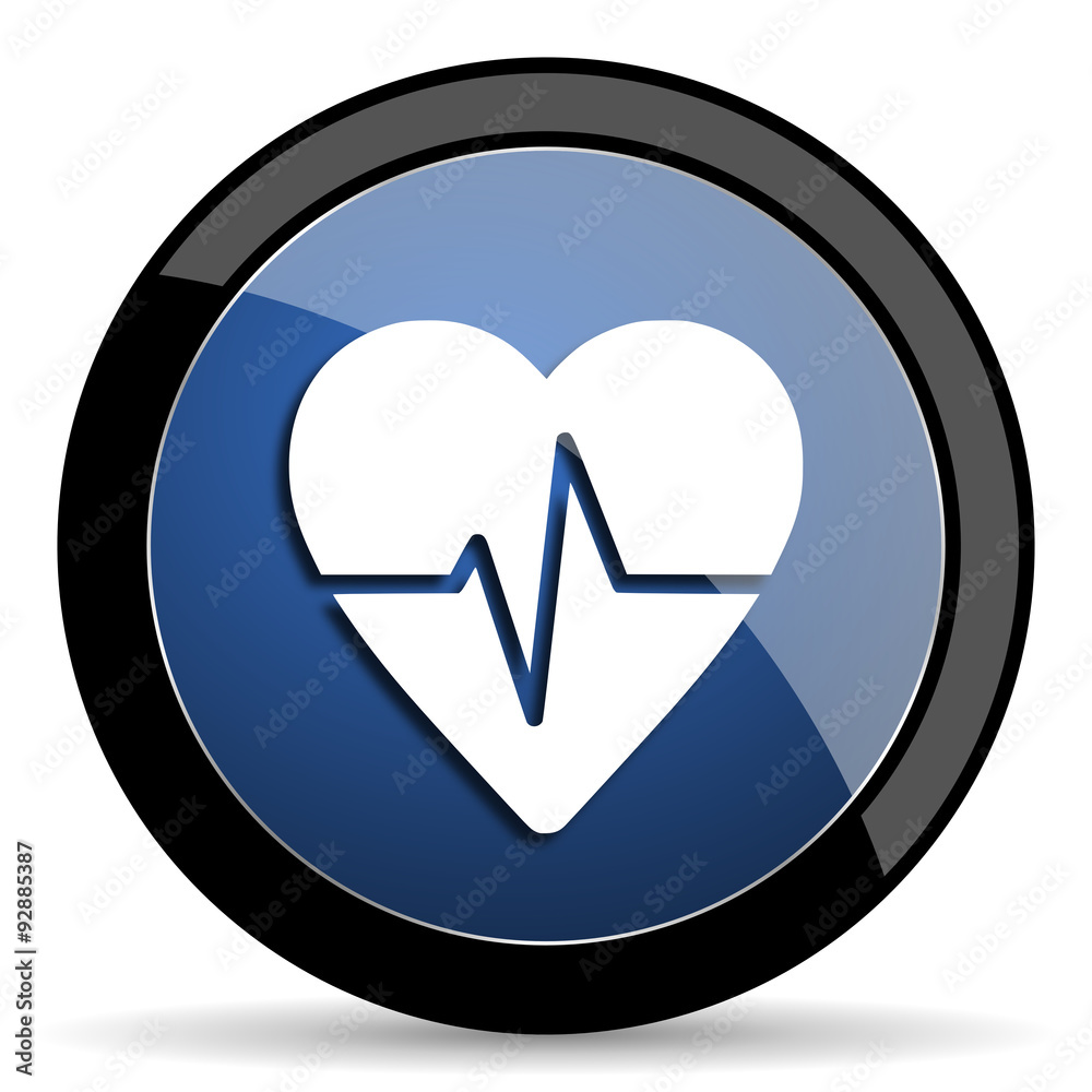 pulse blue circle glossy web icon on white background, round button for internet and mobile app pulse blue circle glossy web icon on white background, round button for internet and mobile app
