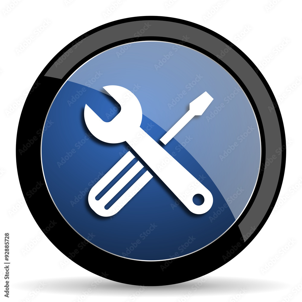 tools blue circle glossy web icon on white background, round button for internet and mobile app tools blue circle glossy web icon on white background, round button for internet and mobile app