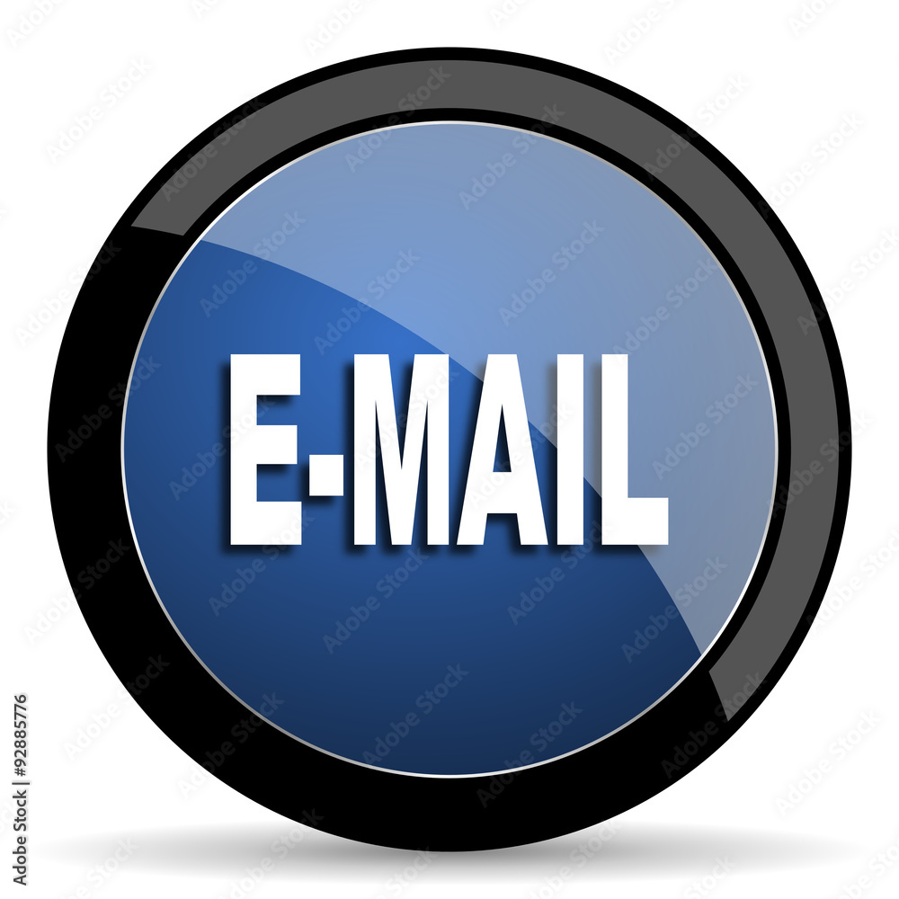 email blue circle glossy web icon on white background, round button for internet and mobile app email blue circle glossy web icon on white background, round button for internet and mobile app