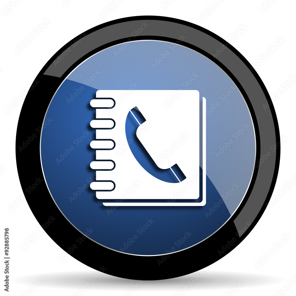 phonebook blue circle glossy web icon on white background, round button for internet and mobile app phonebook blue circle glossy web icon on white background, round button for internet and mobile app