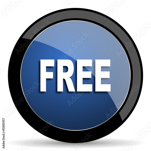 free blue circle glossy web icon on white background, round button for internet and mobile app