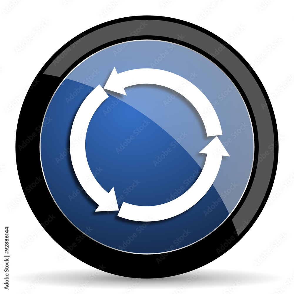 refresh blue circle glossy web icon on white background, round button for internet and mobile app refresh blue circle glossy web icon on white background, round button for internet and mobile app