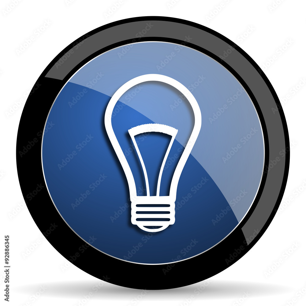 bulb blue circle glossy web icon on white background, round button for internet and mobile app bulb blue circle glossy web icon on white background, round button for internet and mobile app