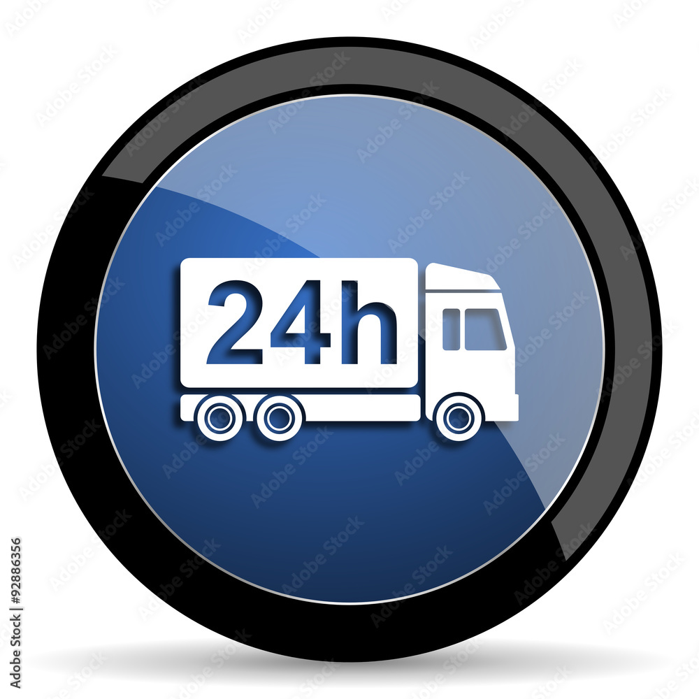 delivery blue circle glossy web icon on white background, round button for internet and mobile app delivery blue circle glossy web icon on white background, round button for internet and mobile app