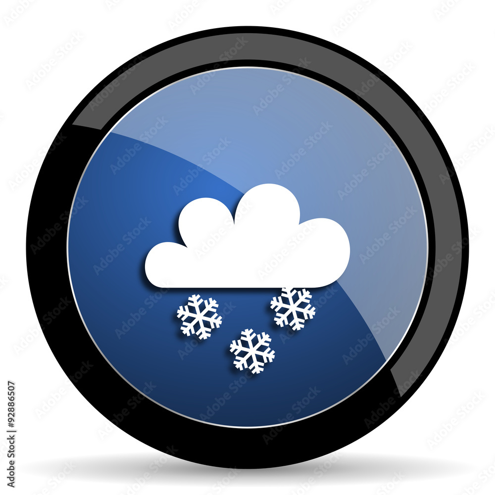 snowing blue circle glossy web icon on white background, round button for internet and mobile app snowing blue circle glossy web icon on white background, round button for internet and mobile app