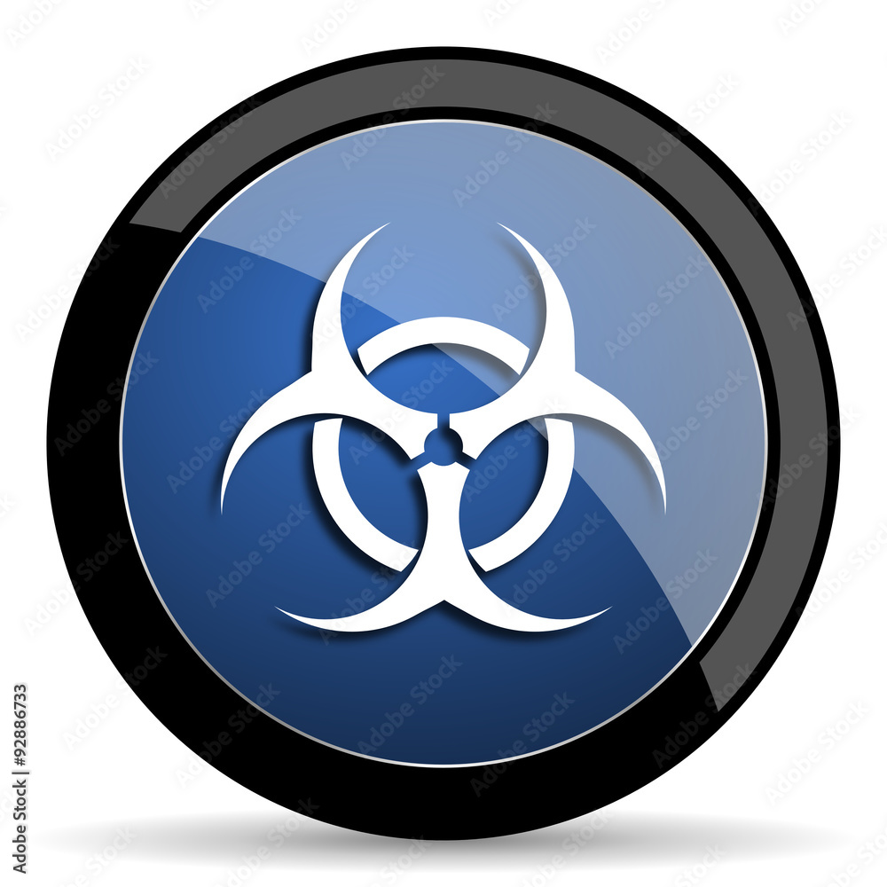 biohazard blue circle glossy web icon on white background, round button for internet and mobile app biohazard blue circle glossy web icon on white background, round button for internet and mobile app