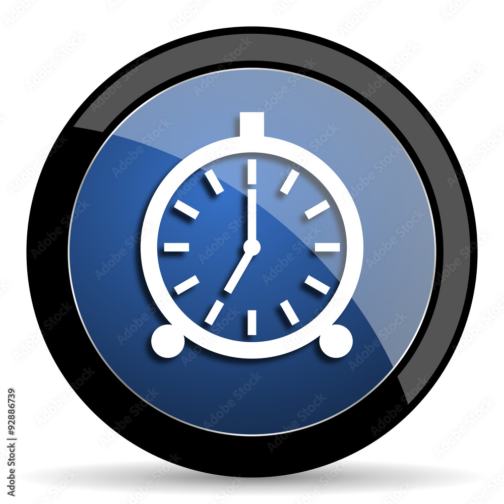 alarm blue circle glossy web icon on white background, round button for internet and mobile app alarm blue circle glossy web icon on white background, round button for internet and mobile app
