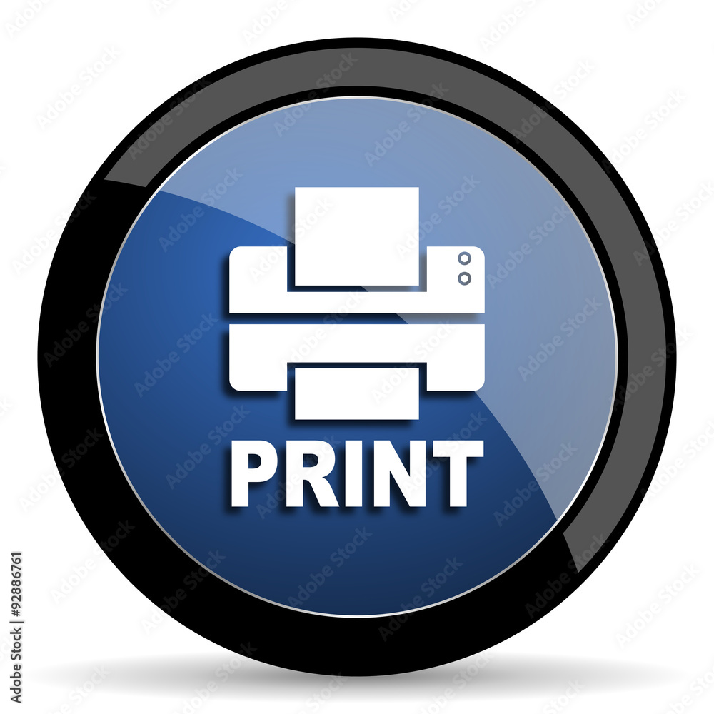printer blue circle glossy web icon on white background, round button for internet and mobile app printer blue circle glossy web icon on white background, round button for internet and mobile app