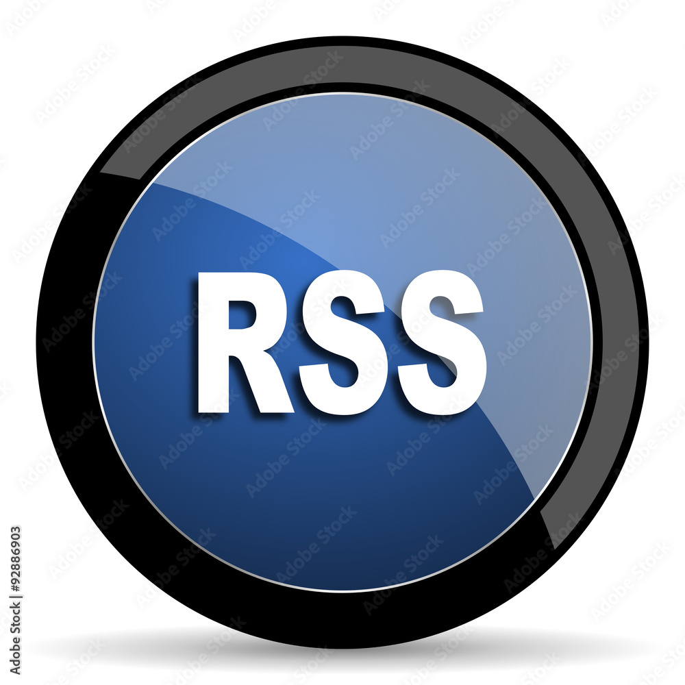 rss blue circle glossy web icon on white background, round button for internet and mobile app rss blue circle glossy web icon on white background, round button for internet and mobile app