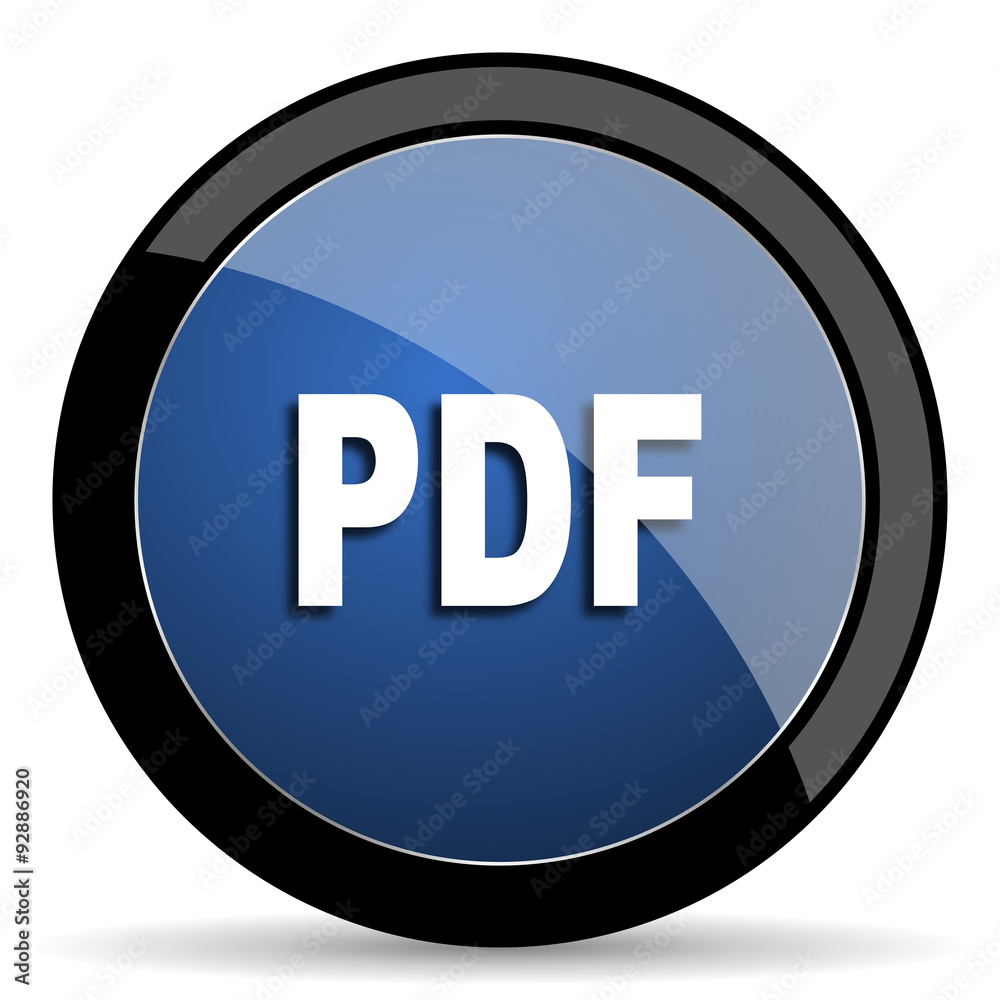 pdf blue circle glossy web icon on white background, round button for internet and mobile app pdf blue circle glossy web icon on white background, round button for internet and mobile app