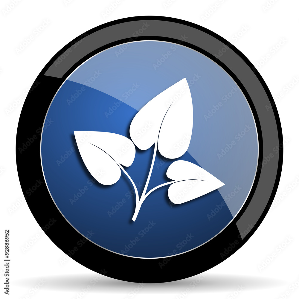 leaf blue circle glossy web icon on white background, round button for internet and mobile app leaf blue circle glossy web icon on white background, round button for internet and mobile app