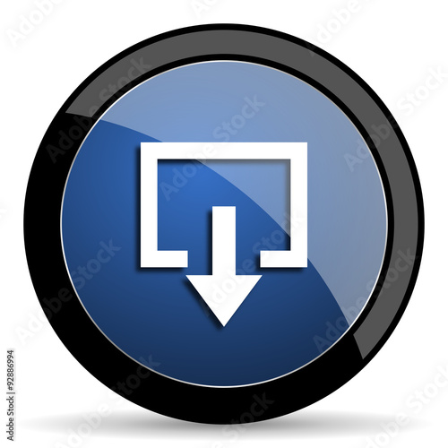 exit blue circle glossy web icon on white background, round button for internet and mobile app