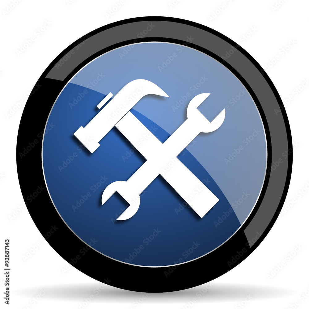 tool blue circle glossy web icon on white background, round button for internet and mobile app tool blue circle glossy web icon on white background, round button for internet and mobile app