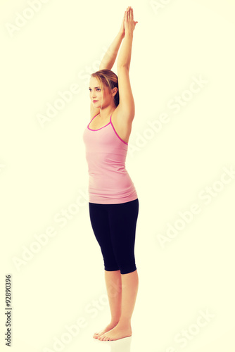 Young woman doing aerobic exercise.