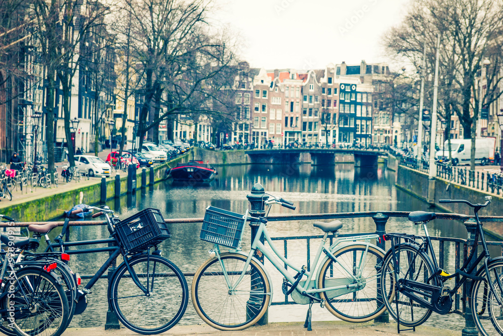 Amsterdam canal and bicycles