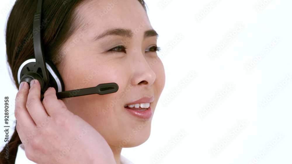 Call center agent on a call Call center agent on a call