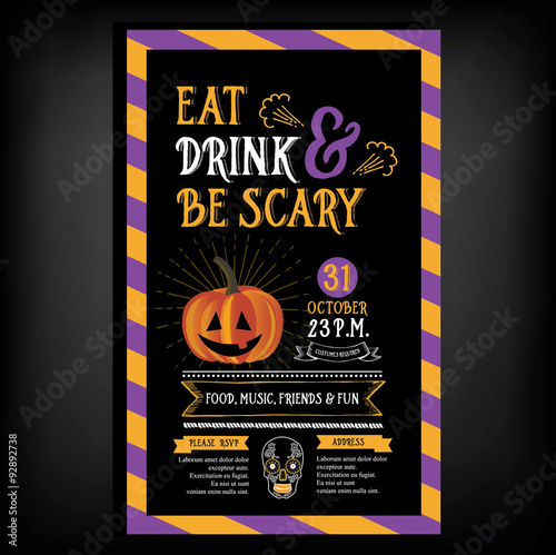 Halloween party invitation. Holiday card. 