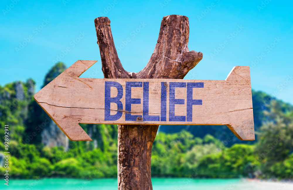 Belief arrow with beach background