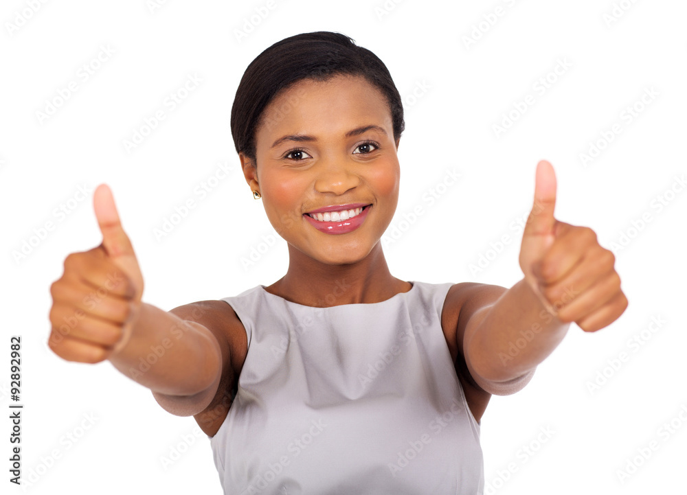 african american businesswoman giving thumbs up african american businesswoman giving thumbs up