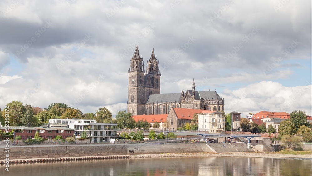 View on Cathedral from riverside, Magdeburg, Germany - time-lapse video
View on Cathedral from riverside, Magdeburg, Germany - time-lapse video