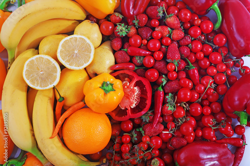 Fresh fruits and vegetables closeup