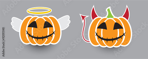 Halloween pumpkin. Angel & Devil.