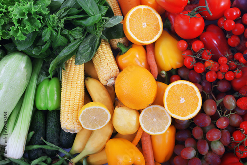 Fresh fruits and vegetables closeup