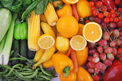 Fresh fruits and vegetables closeup