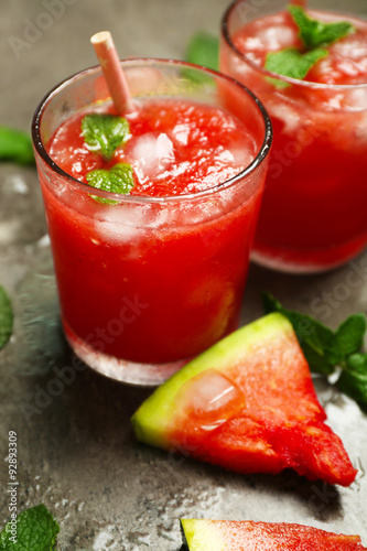 Wallpaper Mural Cold watermelon drinks in glasses, on dark background Torontodigital.ca