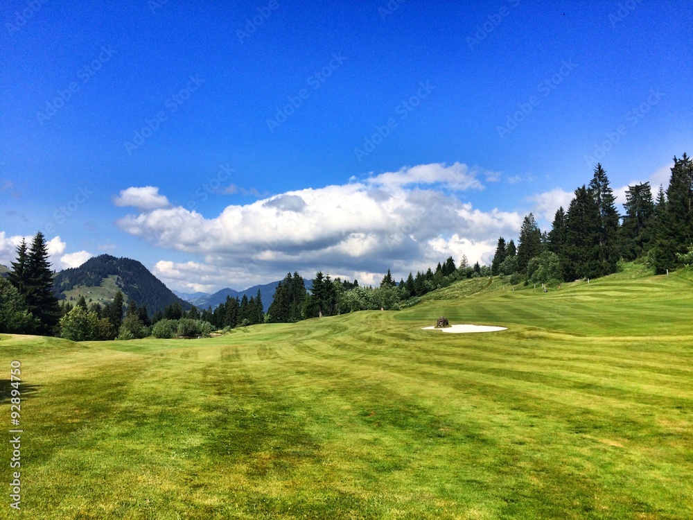 Empty golf course in the high mountains
