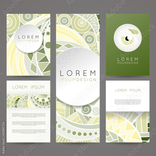 Set of vector design templates. Brochures in random colorful