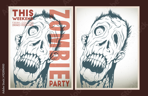 Zombie party placard set