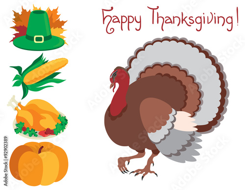 Icon set  for thanksgiving . Vector symbol objects at flat style
