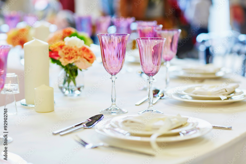 Table set for wedding reception