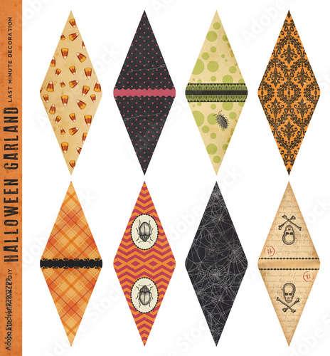 8 pennant designs for a small Halloween garland - cut out, fold, add rope & enjoy! :)