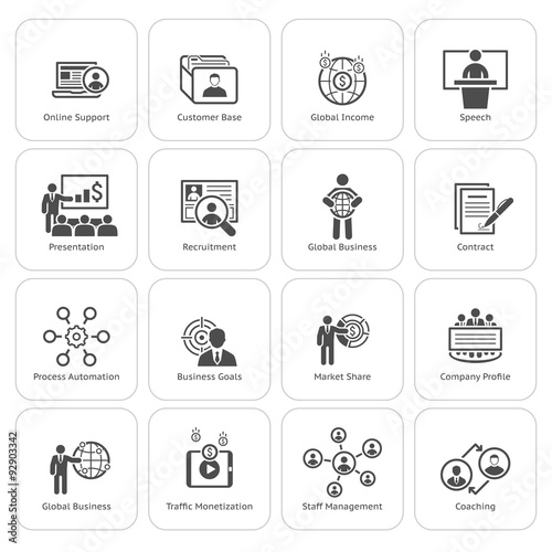 Business and Finances Icons Set. Flat Design.
