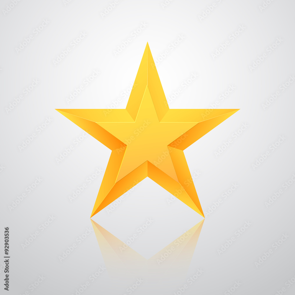 Obraz premium Realistic Isolated Gold Star with Reflection Vector Icon