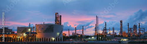 Landscape of Oil refinery at twilight photo