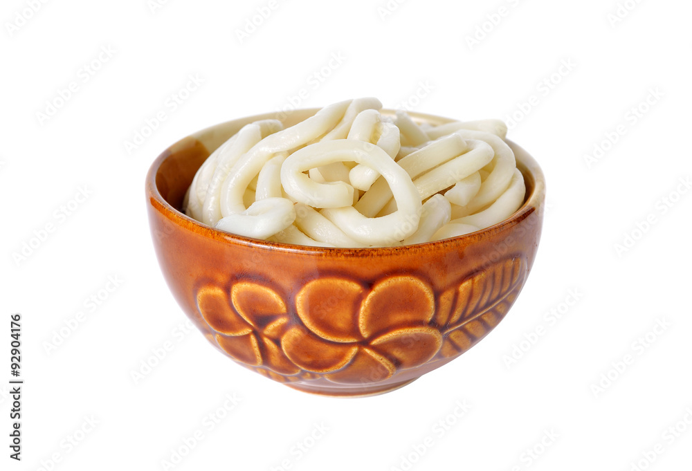 Japanese noodle, Udon in bowl on white background Japanese noodle, Udon in bowl on white background