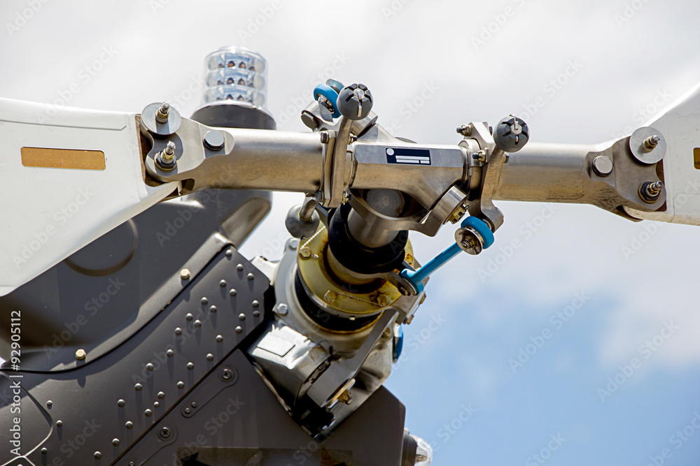 Closeup of helicopter tail rotor blade 