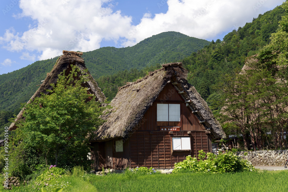 Historic village of Shirakawago in Japan is famous for the Gassho style architecture and is a UNESCO World Heritage Site.