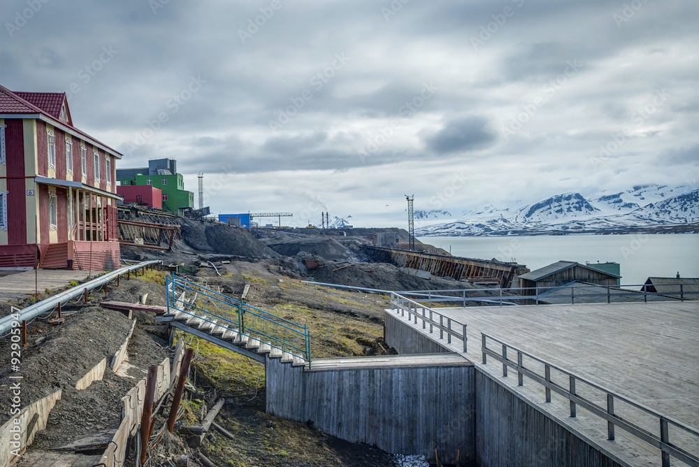 Port in Barentsburg, Russian city in Svalbard